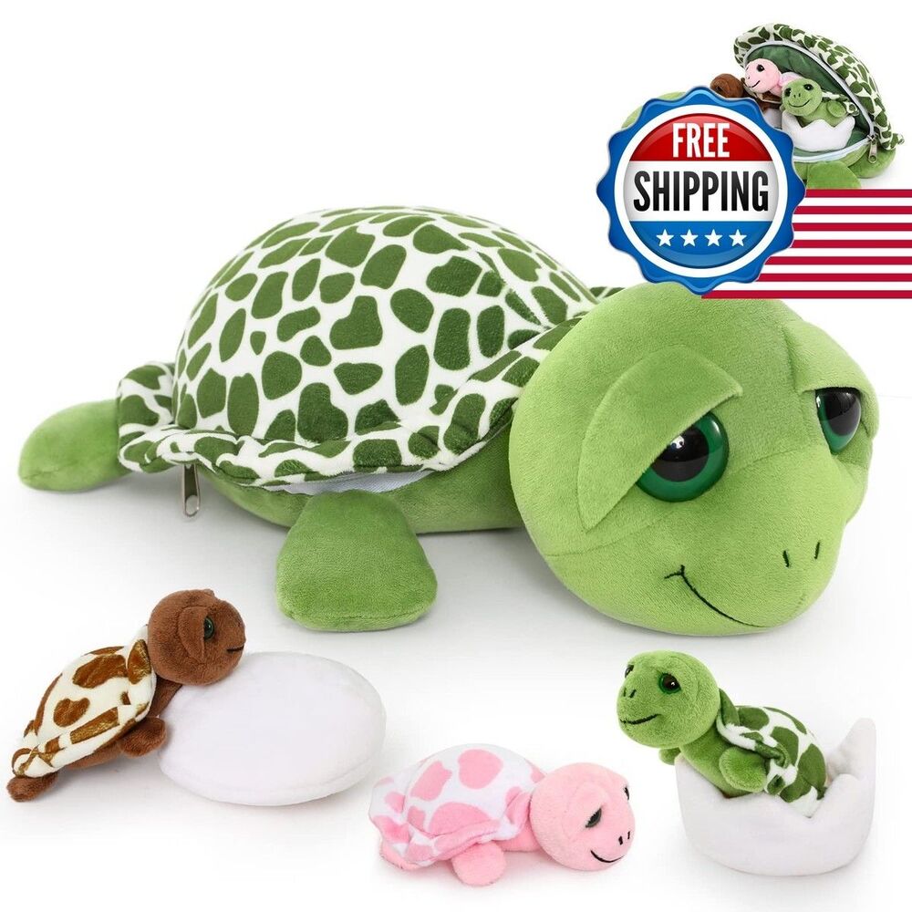 MorisMos Sea Turtle Stuffed Animal with Babies & Eggs, 6-Pack Turtle Family